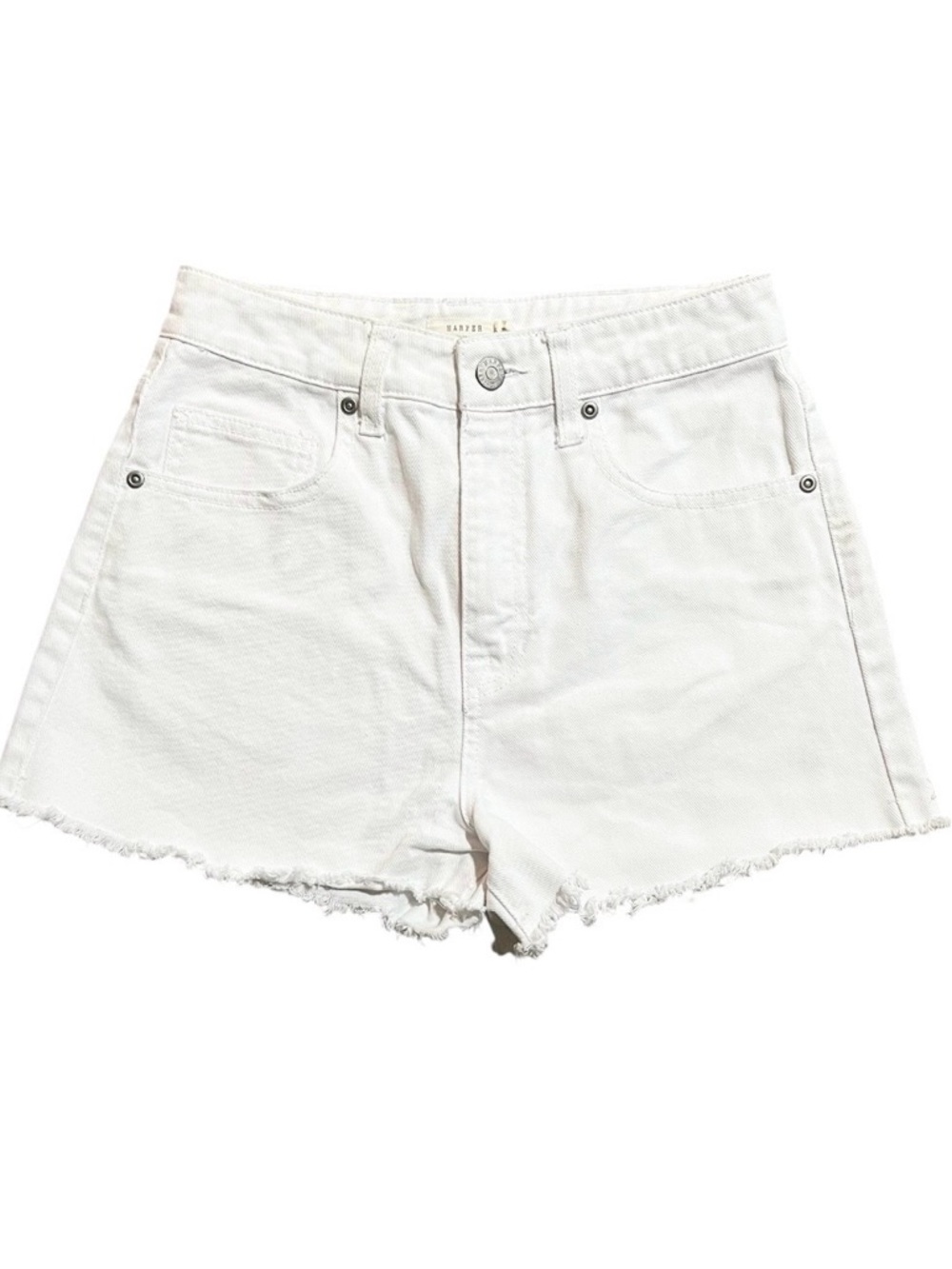 Harper White Frayed Hem Denim Shorts Size 25